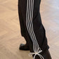 GIADA BOW/WHITE STRIPE NYLON TROUSERS IN BLACK (REGULAR)