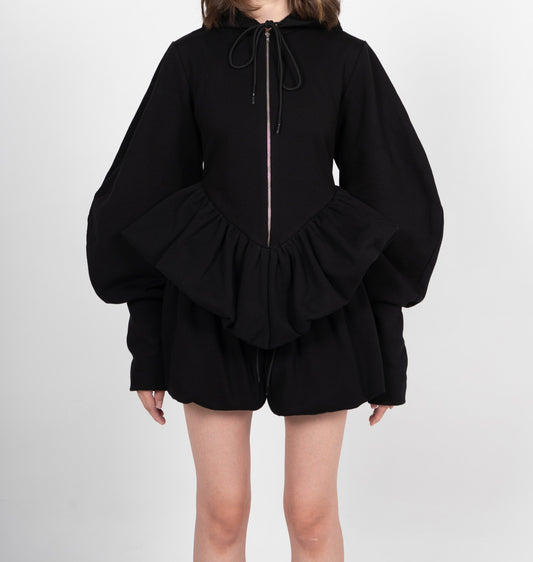 IRINA ZIP-UP HOODIE IN BLACK