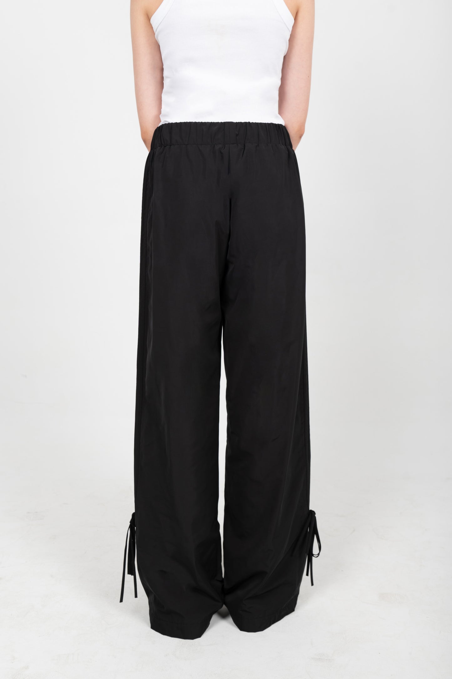 GIADA BOW/BLACK STRIPE NYLON TROUSERS IN BLACK (REGULAR)