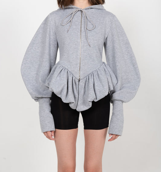 IRINA ZIP-UP HOODIE IN GREY MELANGE