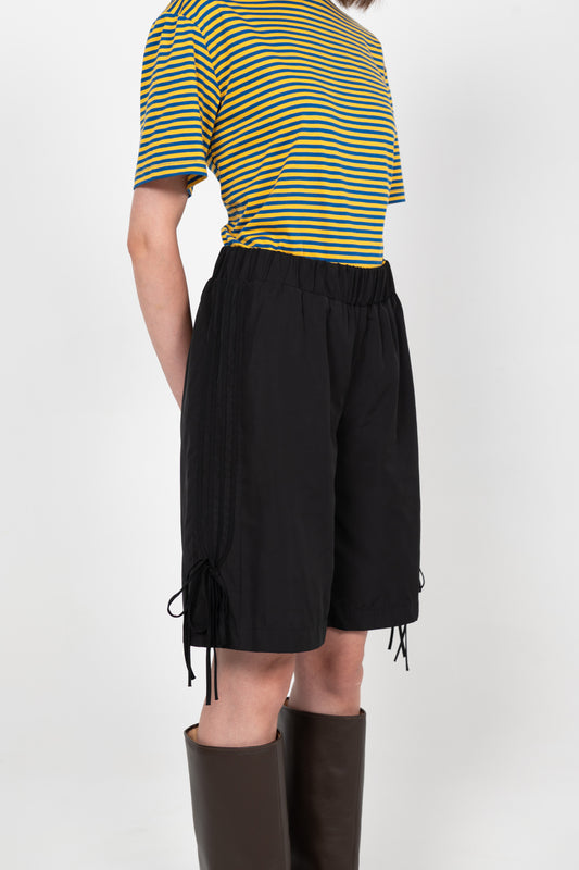 GIADA BOW/BLACK STRIPE NYLON SHORTS IN BLACK