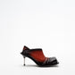 CONVERTIBLE MULE-PUMPS IN RED/BLACK OMBRÉ