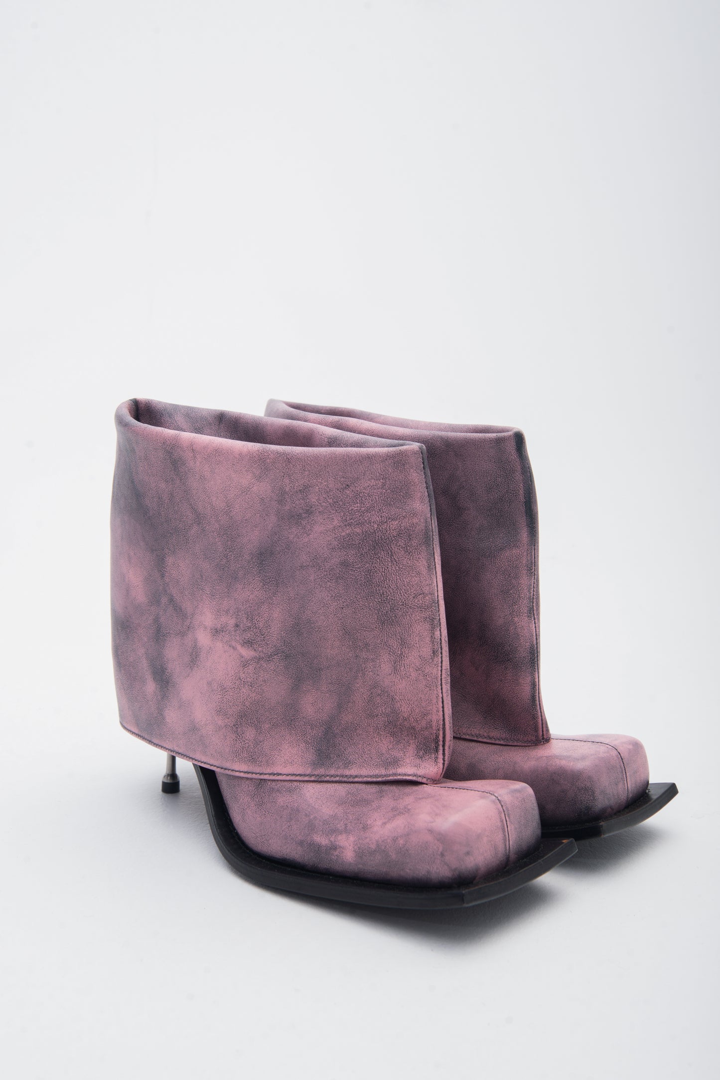 IMAN STILETTO HEEL BOOTS IN PINK VINTAGE PATINA