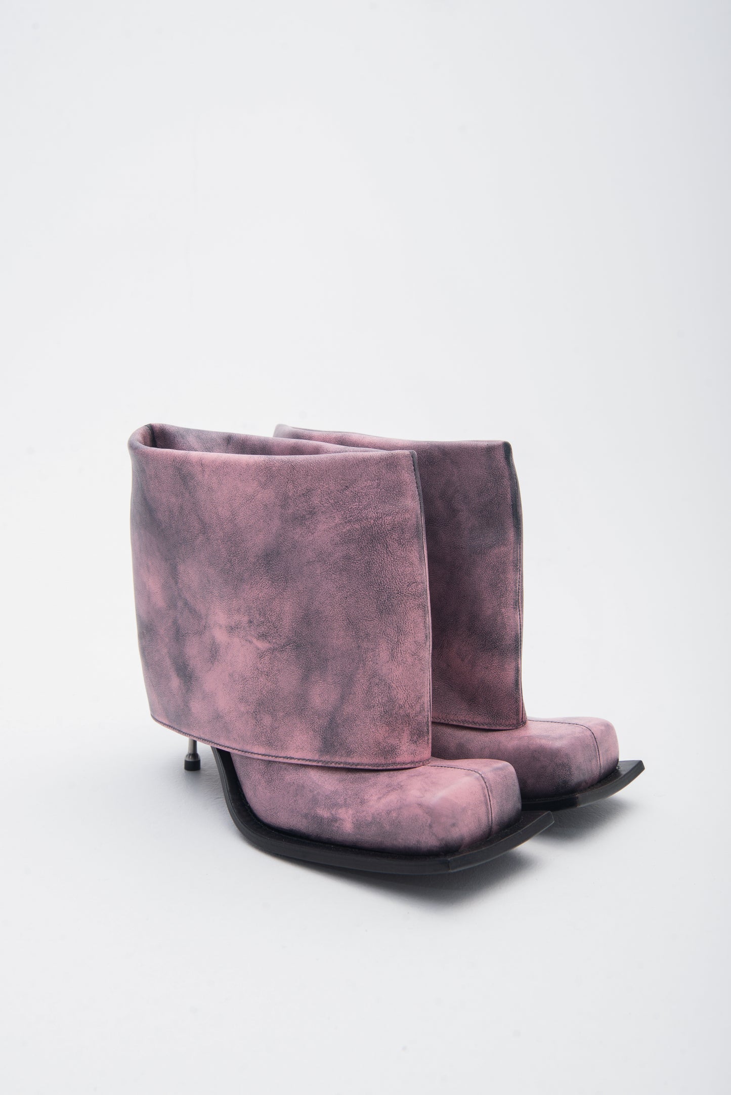 IMAN STILETTO HEEL BOOTS IN PINK VINTAGE PATINA