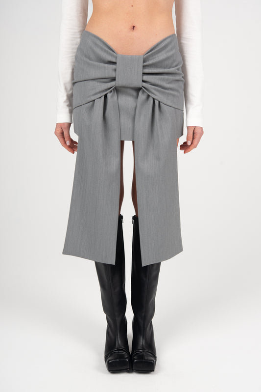 MIA BOW DETAIL SKIRT IN GREY