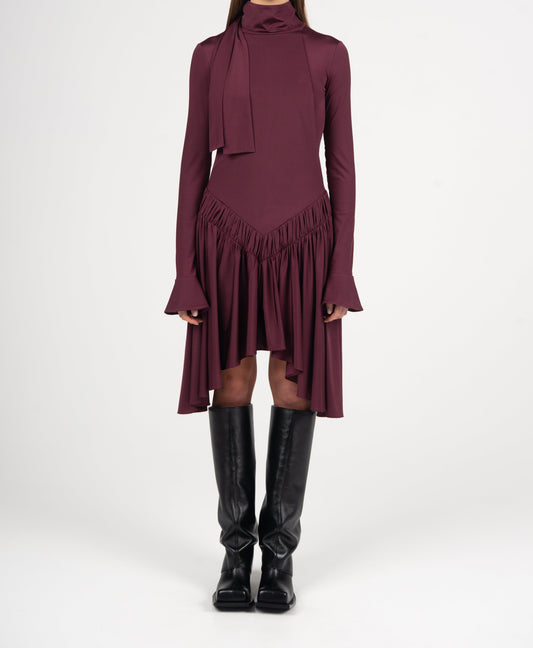 SAMIA DRESS IN BURGUNDY