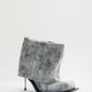 IMAN STILETTO HEEL BOOTS IN WHITE VINTAGE PATINA