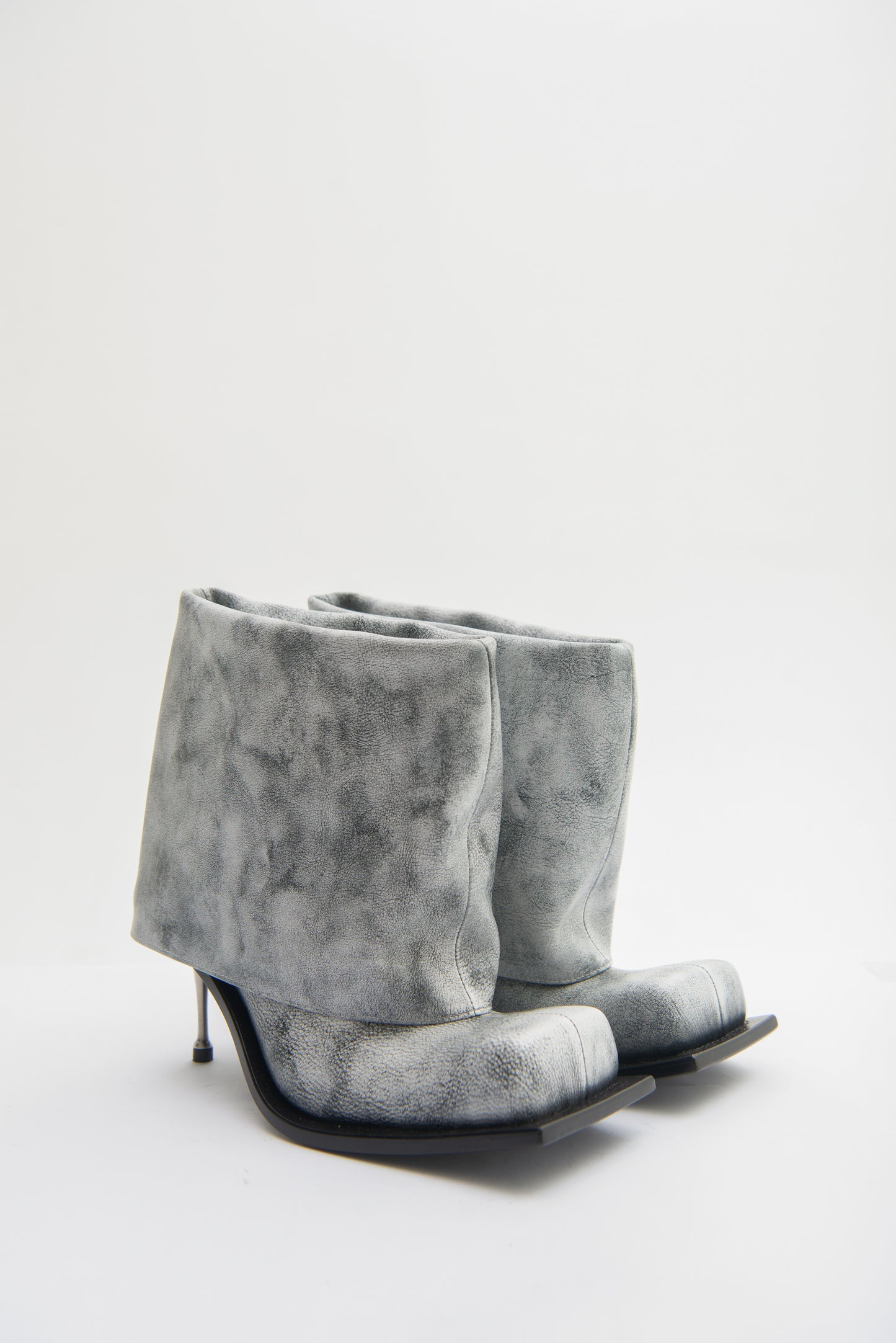 IMAN STILETTO HEEL BOOTS IN WHITE VINTAGE PATINA