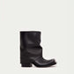 HAVVA CHUNKY HEEL CROPPED BOOTS IN BLACK