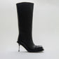 STILETTO HEEL CLASSIC SQUARE TOE BOOTS IN BLACK