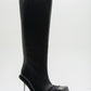 STILETTO HEEL CLASSIC SQUARE TOE BOOTS IN BLACK