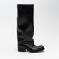 HAVVA CHUNKY HEEL TALL BOOTS IN BLACK