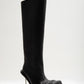 STILETTO HEEL CLASSIC SQUARE TOE BOOTS IN BLACK