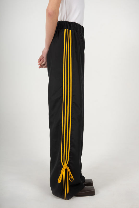 GIADA BOW/YELLOW STRIPE NYLON TROUSERS IN BLACK (TALL)