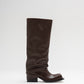 HAVVA CHUNKY HEEL TALL BOOTS IN CHOCOLATE BROWN