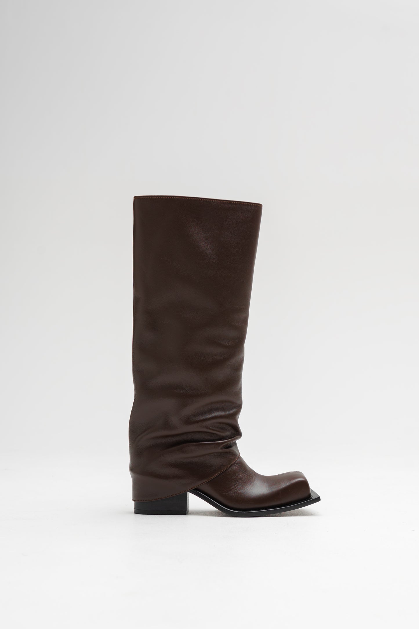 HAVVA CHUNKY HEEL TALL BOOTS IN CHOCOLATE BROWN