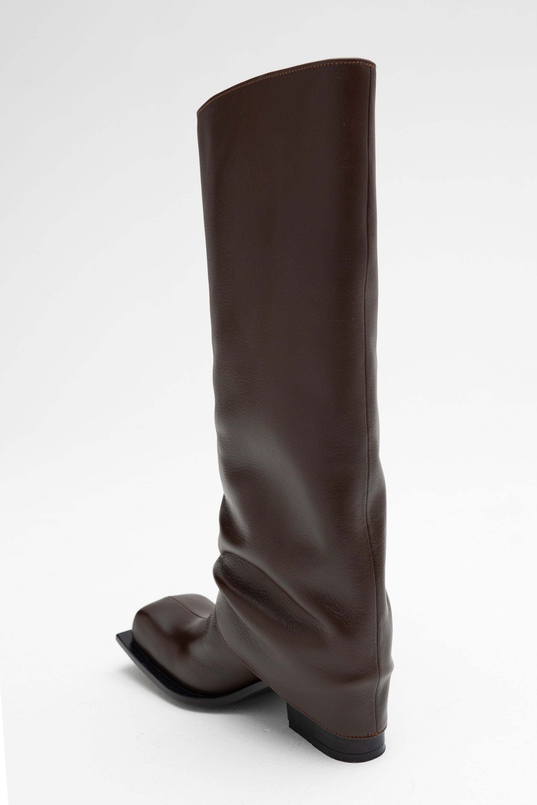 HAVVA CHUNKY HEEL TALL BOOTS IN CHOCOLATE BROWN – FIDAN NOVRUZOVA