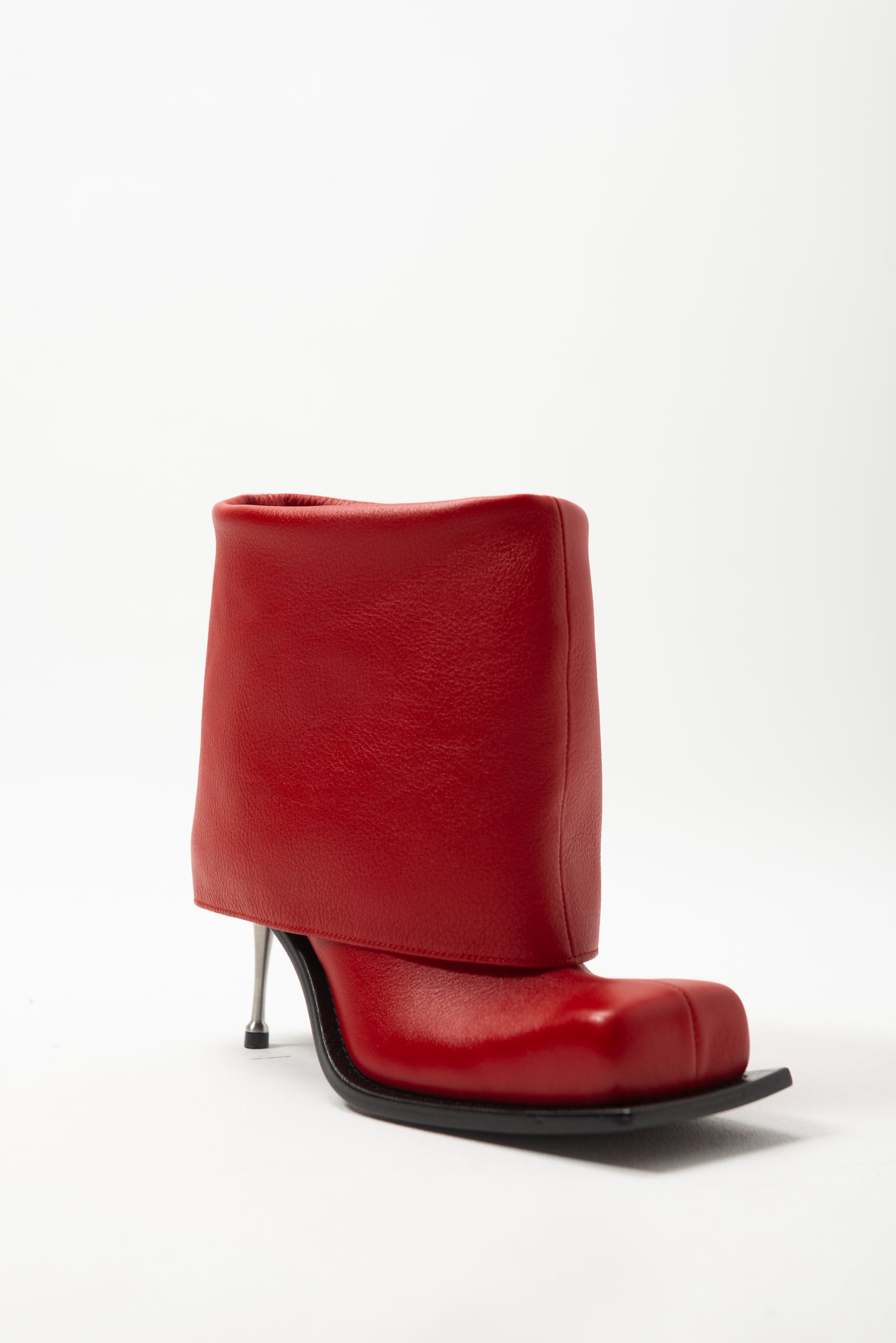 IMAN STILETTO HEEL BOOTS IN RED