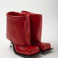 IMAN STILETTO HEEL BOOTS IN RED