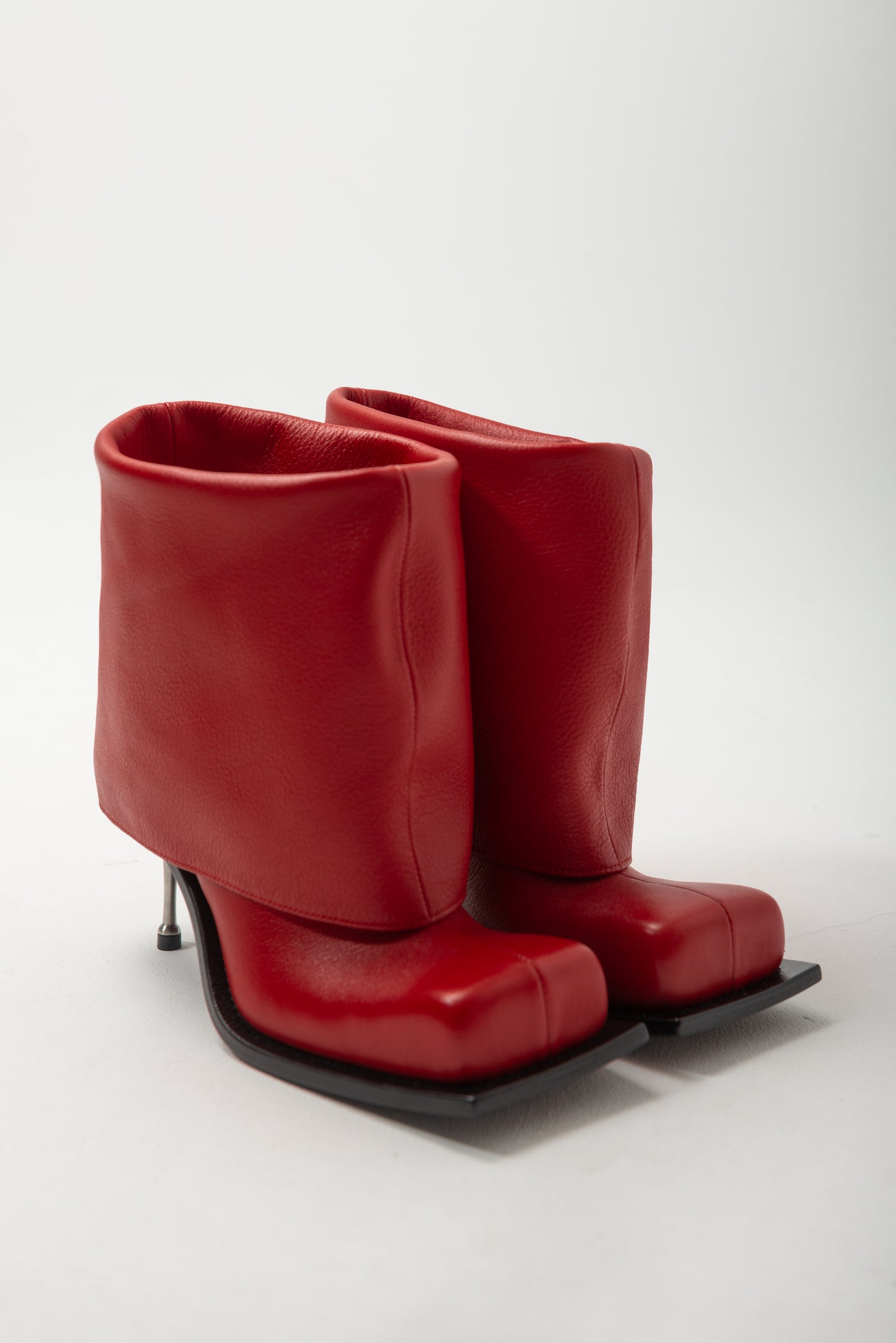 IMAN STILETTO HEEL BOOTS IN RED