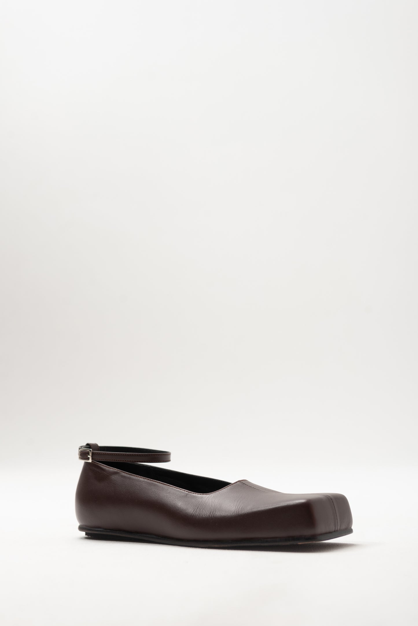 BELLA SQUARE TOE FLATS IN CHOCOLATE BROWN