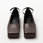 BELLA SQUARE TOE FLATS IN CHOCOLATE BROWN