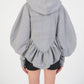 IRINA CUT-OUT HOODIE IN GREY MELANGE