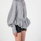 IRINA CUT-OUT HOODIE IN GREY MELANGE