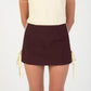 ZORINA BOW/STRIPE MINI SKIRT IN BURGUNDY