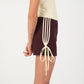 ZORINA BOW/STRIPE MINI SKIRT IN BURGUNDY