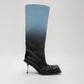 STILETTO HEEL CLASSIC SQUARE TOE BOOTS IN BABY BLUE/BLACK OMBRÉ