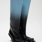 STILETTO HEEL CLASSIC SQUARE TOE BOOTS IN BABY BLUE/BLACK OMBRÉ