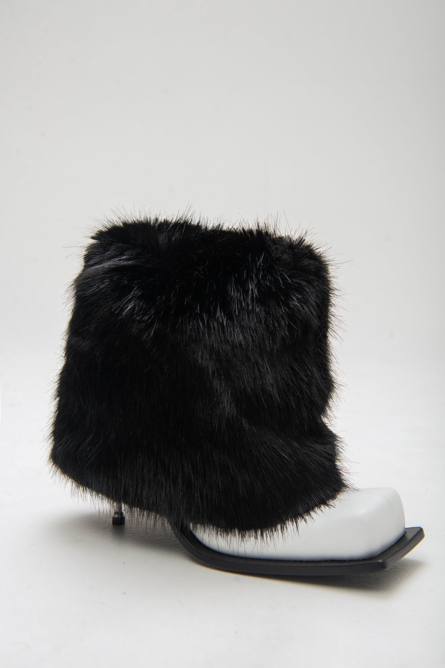 IMAN STILETTO HEEL BOOTS WITH BLACK FAUX FUR