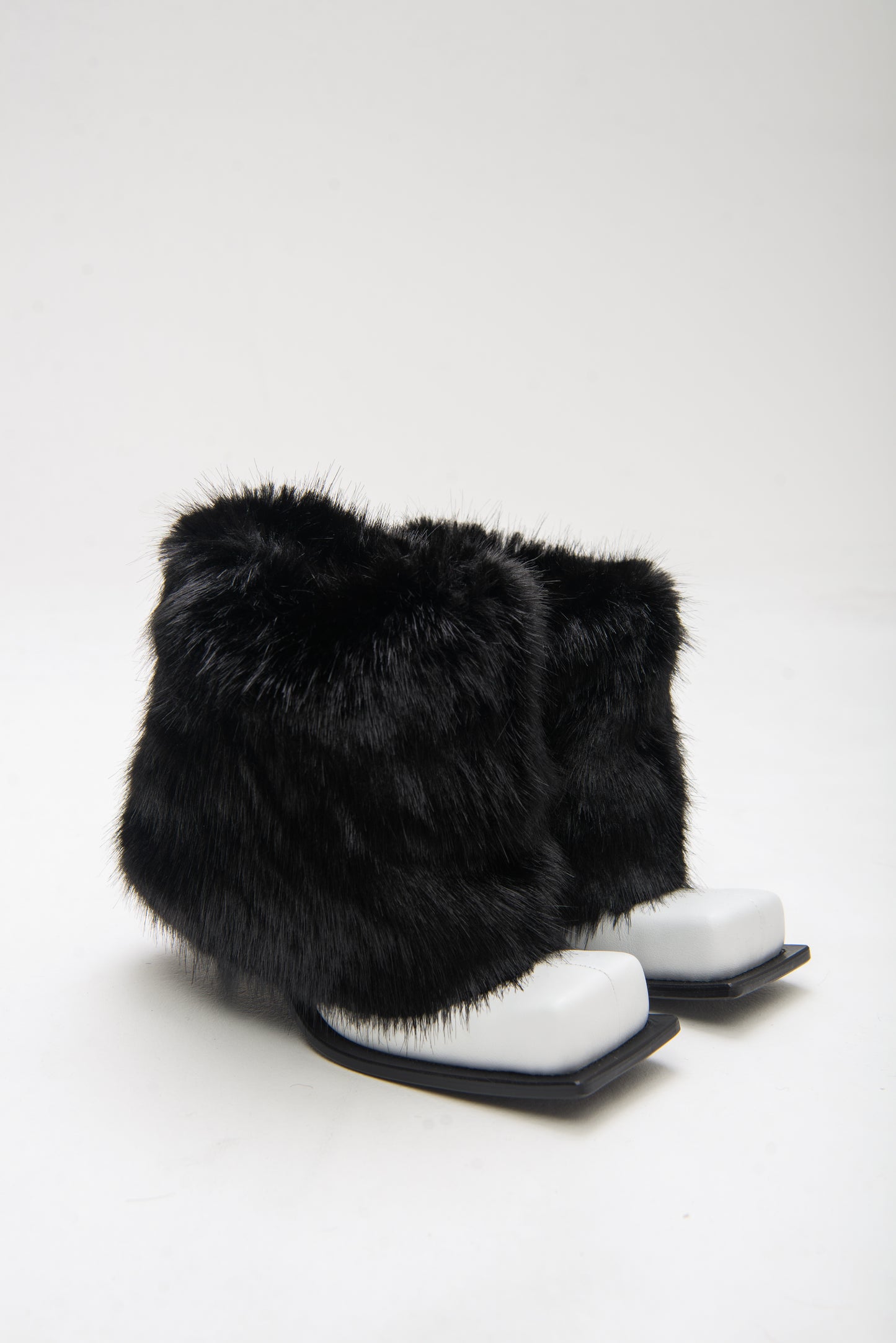 IMAN STILETTO HEEL BOOTS WITH BLACK FAUX FUR