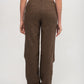 SONIA BOW WOOL TROUSERS IN BROWN BOUCLÉ