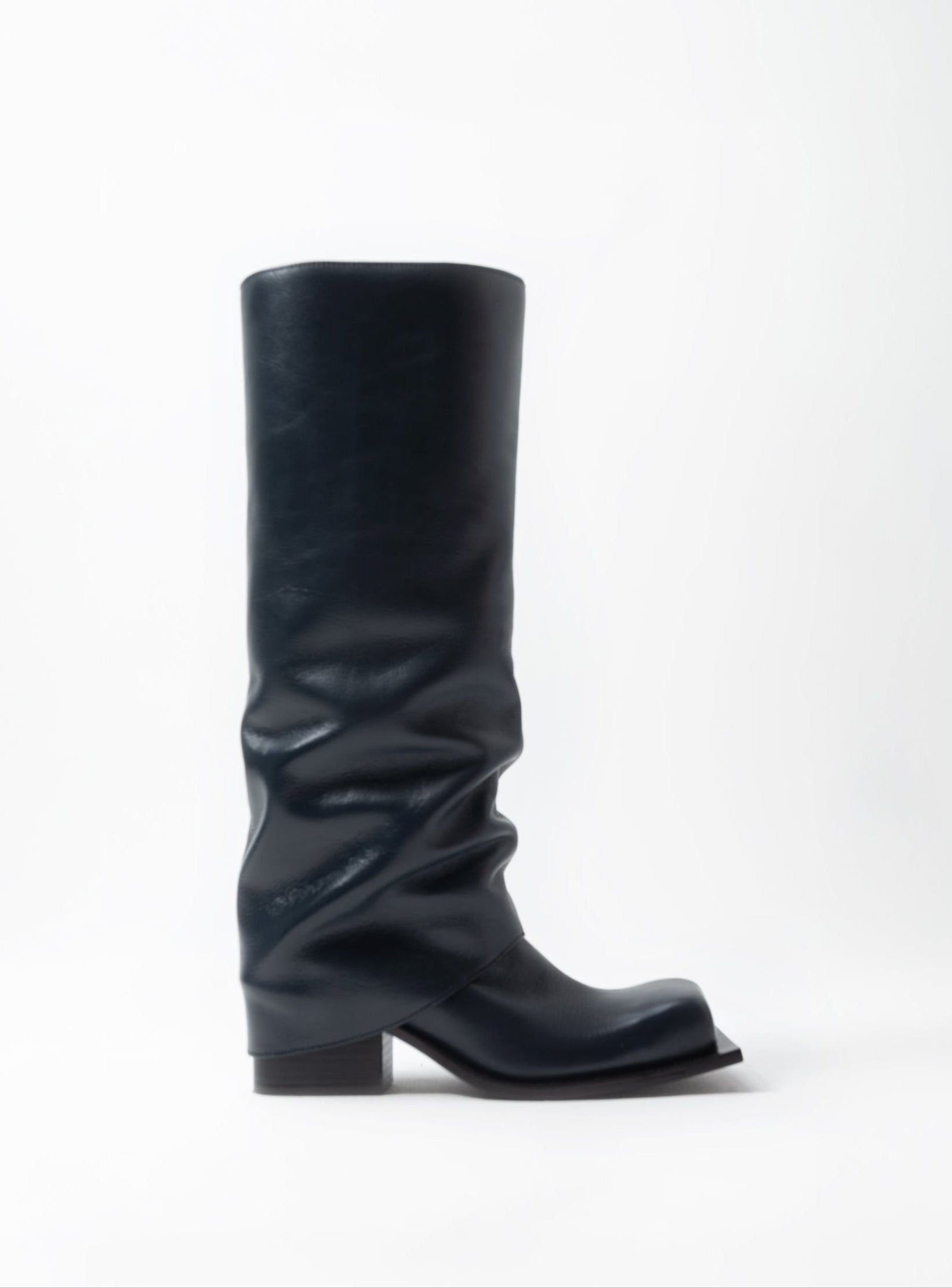HAVVA CHUNKY HEEL TROUSER BOOTS IN NAVY BLUE
