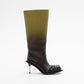 STILETTO HEEL CLASSIC SQUARE TOE BOOTS IN CHARTREUSE/BROWN OMBRÉ