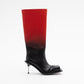 STILETTO HEEL CLASSIC SQUARE TOE BOOTS IN RED/BLACK OMBRÉ