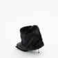 IMAN STILETTO HEEL BOOTS IN BLACK WITH BLACK FAUX FUR