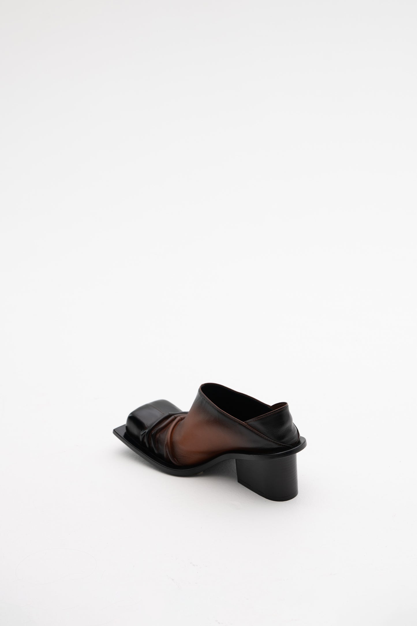 CONVERTIBLE CHUNKY HEEL MULES IN COGNAC/BLACK OMBRÉ