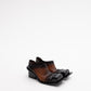 CONVERTIBLE CHUNKY HEEL MULES IN COGNAC/BLACK OMBRÉ