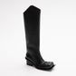 EQUESTRIAN CHUNKY HEEL SQUARE TOE BOOTS IN BLACK