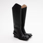 EQUESTRIAN CHUNKY HEEL SQUARE TOE BOOTS IN BLACK