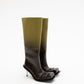 STILETTO HEEL CLASSIC SQUARE TOE BOOTS IN CHARTREUSE/BROWN OMBRÉ