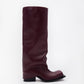 HAVVA CHUNKY HEEL TALL BOOTS IN DARK CHERRY