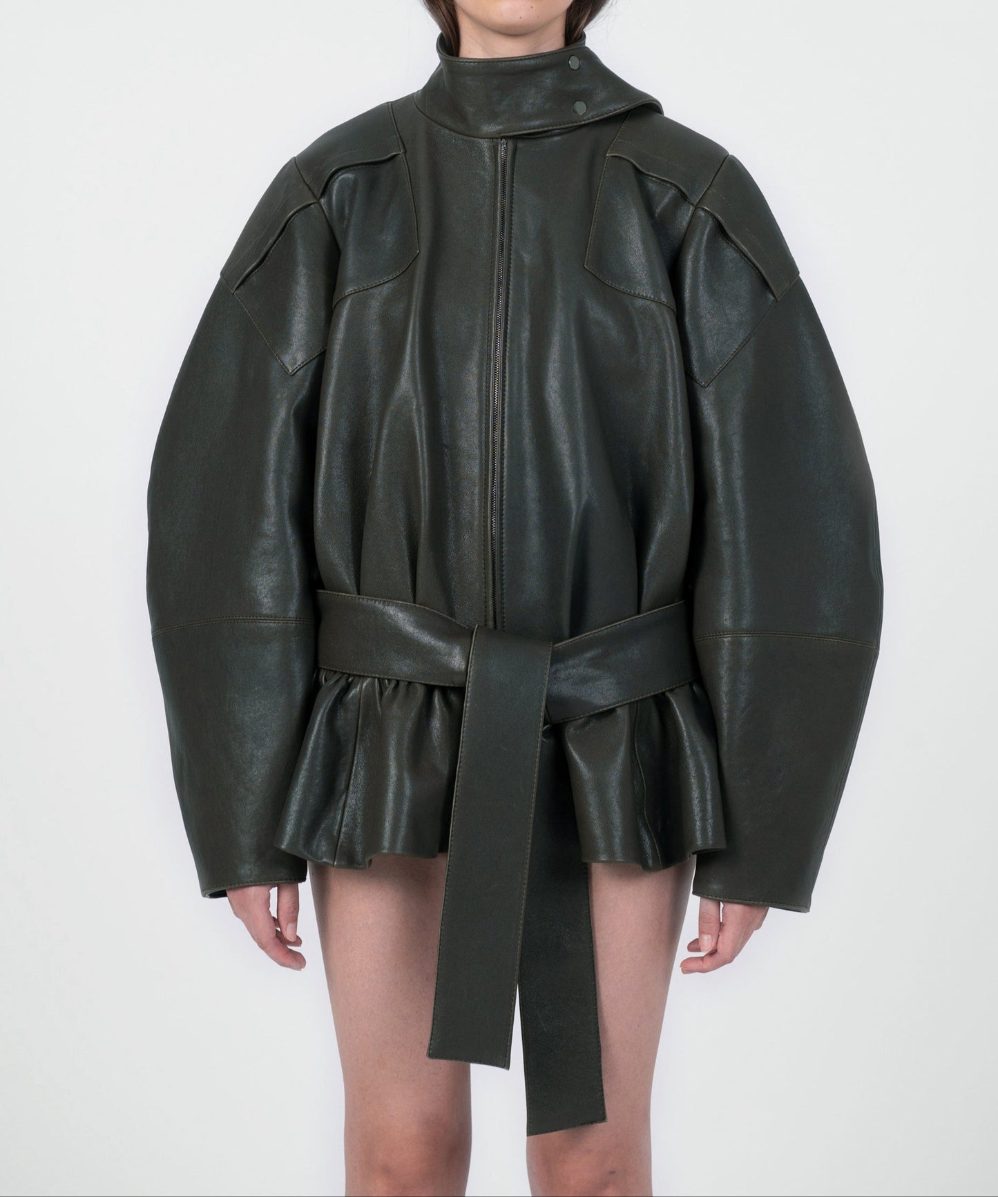 JULIA LEATHER JACKET IN KHAKI