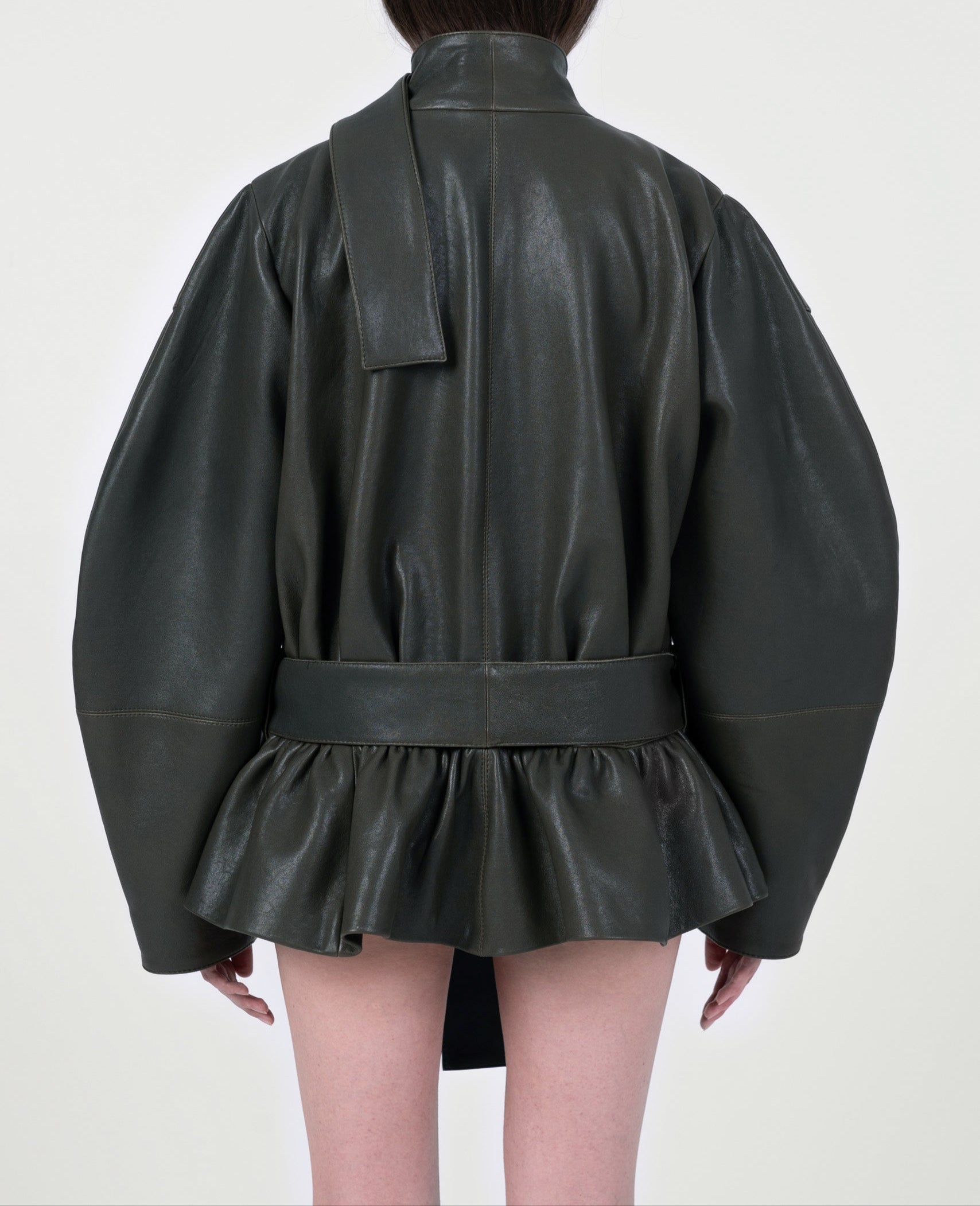JULIA LEATHER JACKET IN KHAKI – FIDAN NOVRUZOVA
